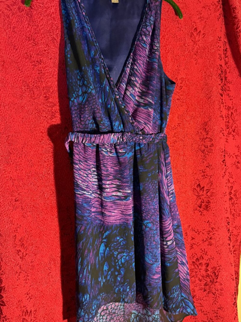 Charlie Jade Purple and Blue Abstract Design Sleeveless Dress Sz Med
